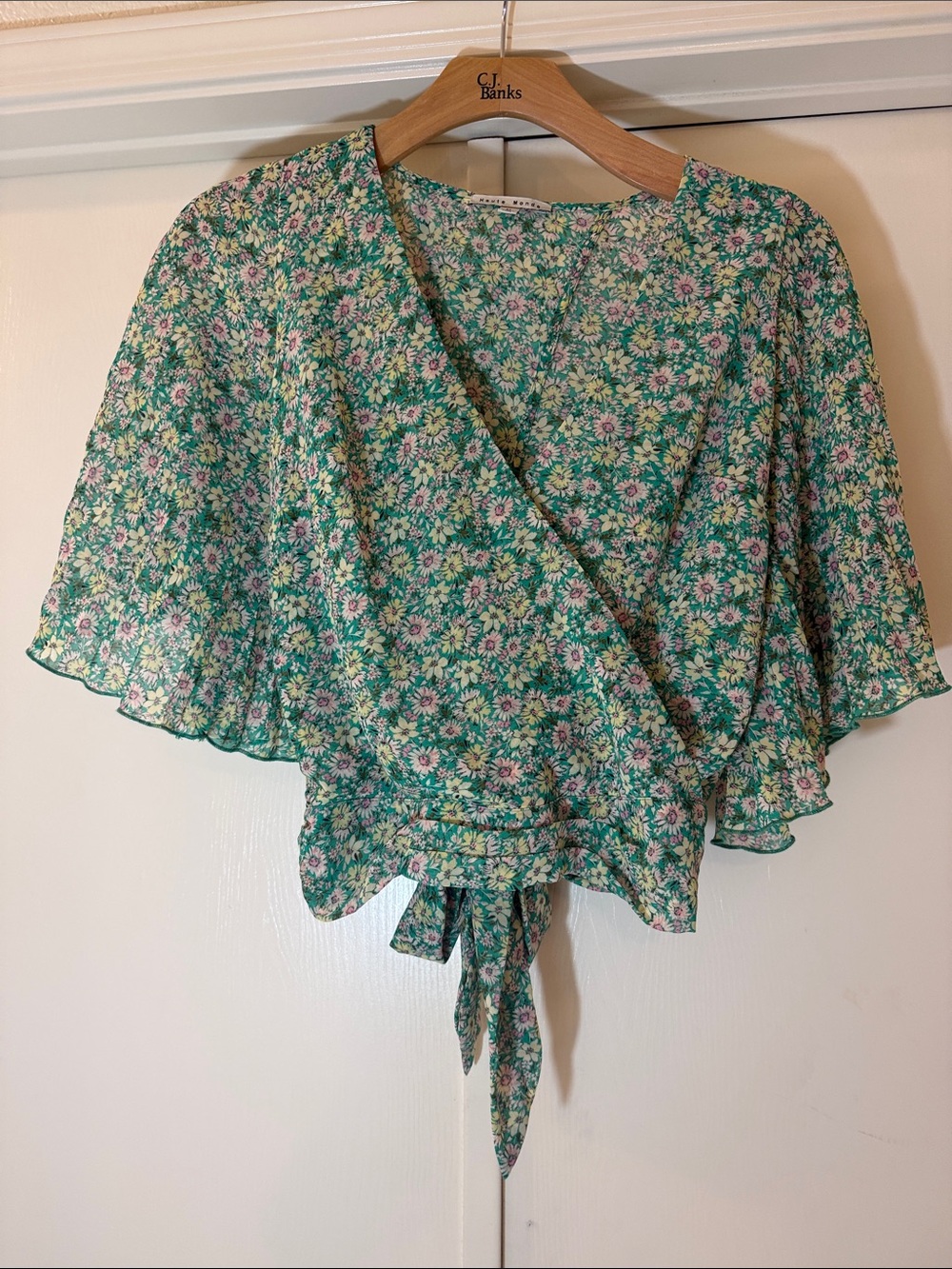 Floral Wrap Crop Top - yellow flowers